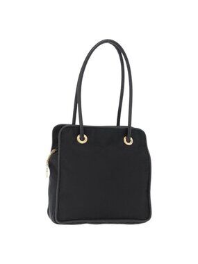 Authentic CELINE Shoulder Bag Nylon Black Gold